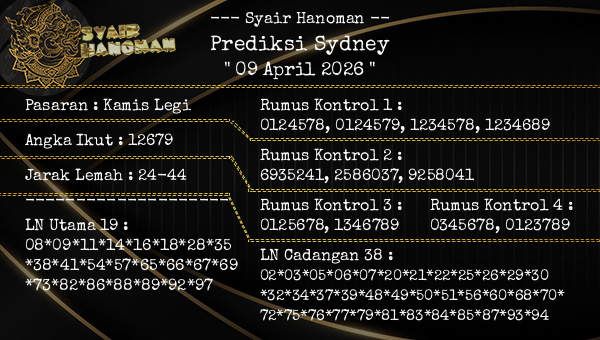 --- Syair Hanoman -- - Prediksi Sydney